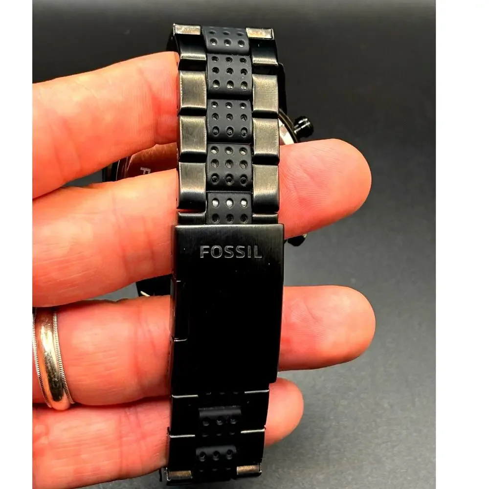 Fossil Dean FS4902 Black Chronograph Steel Silicone Men’s Watch 45mm